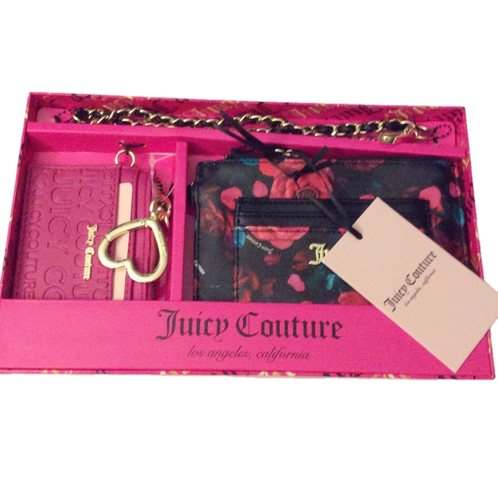 Juicy Couture Multi-rose Wristlet& Card Case NWT